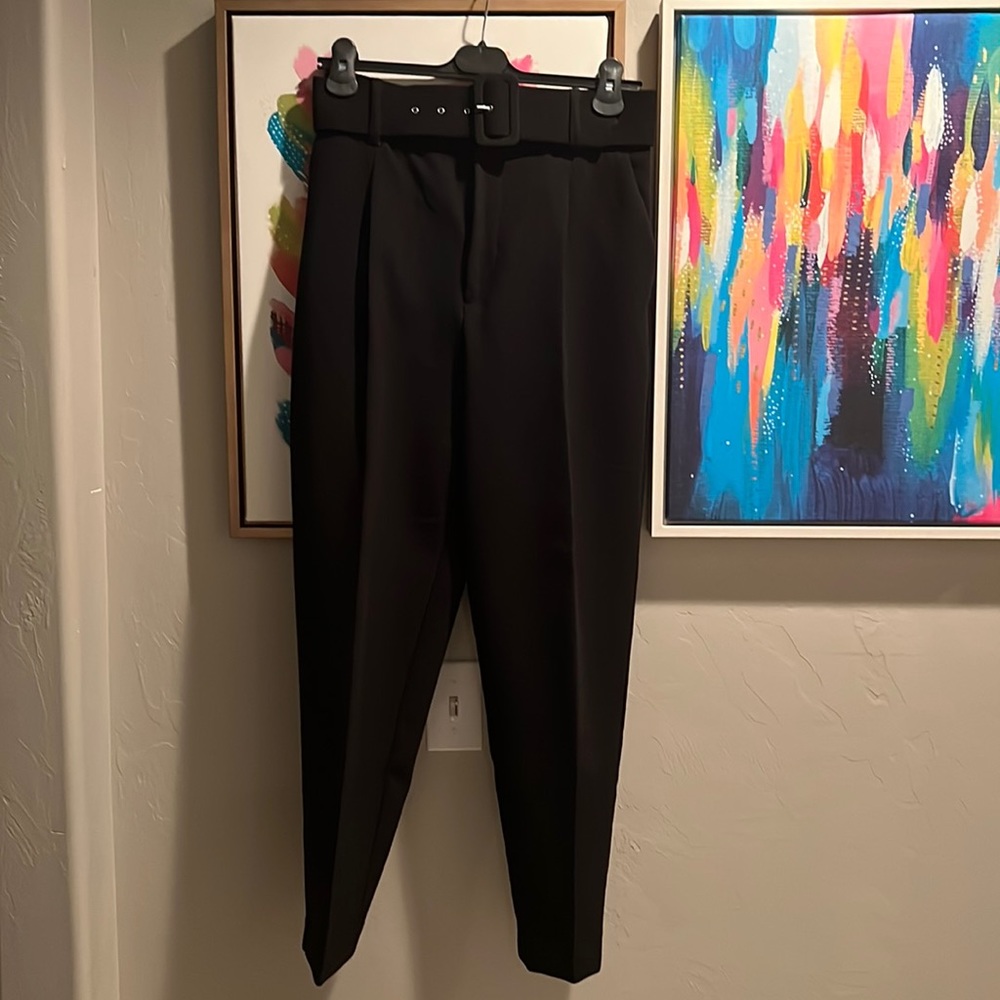 Zara black belted pants